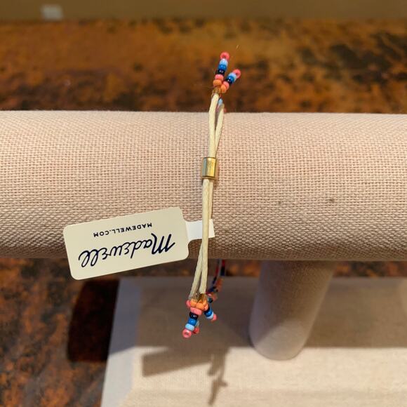 NWT Madewell Beaded W/Gold Leaf Charm Slider Bracelet - Picture 8 of 9